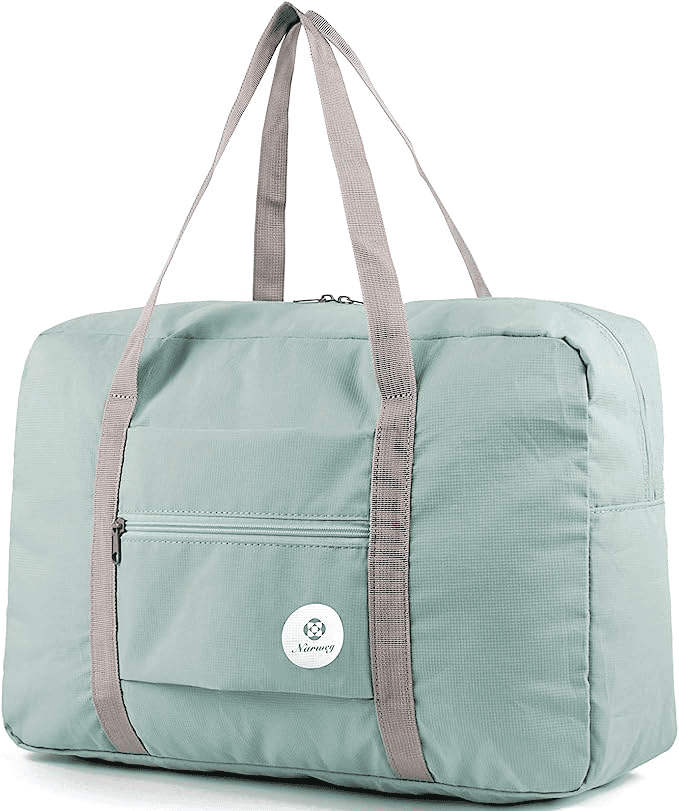 light green duffel bag