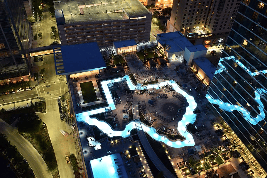 Texas shaped rooftop pool
