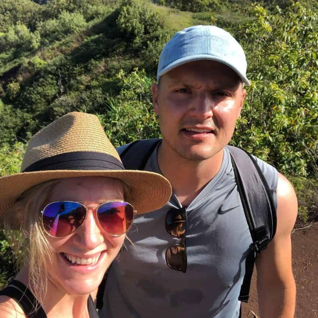 man and woman hiking in hawaii