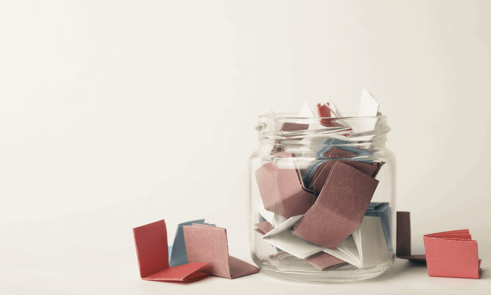 jar with paper in it