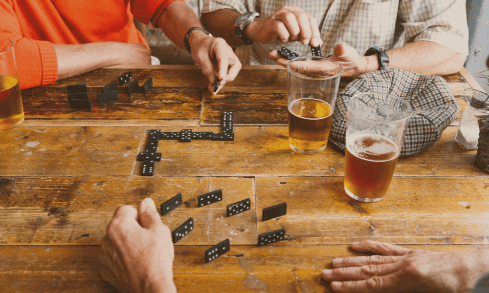 playing dominoes